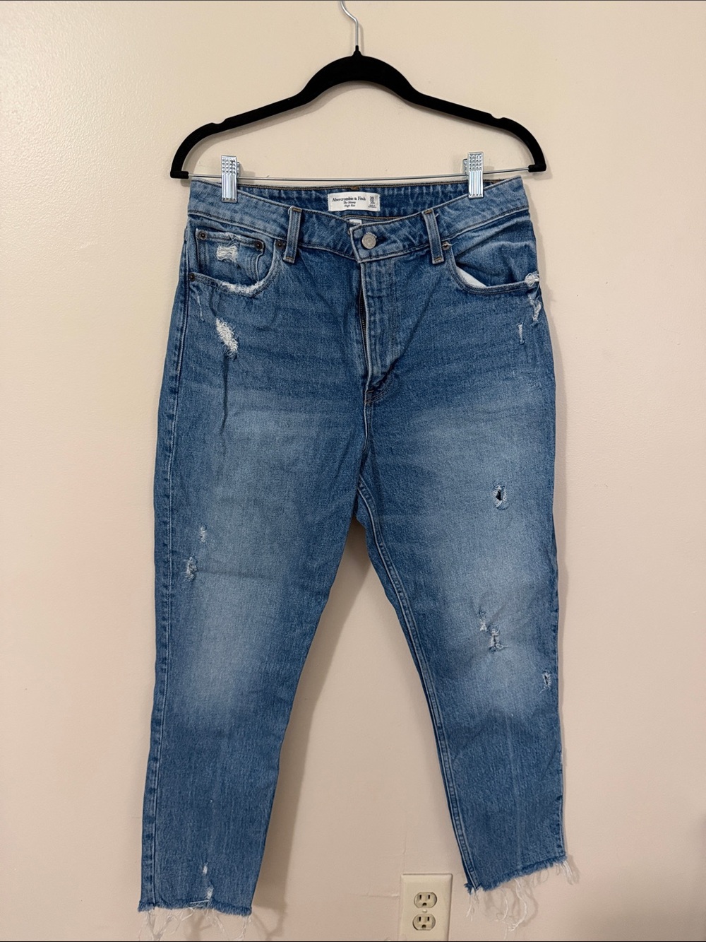 Abercrombie & Fitch Curve Love Slim Straight Faded Blue Jeans 10s